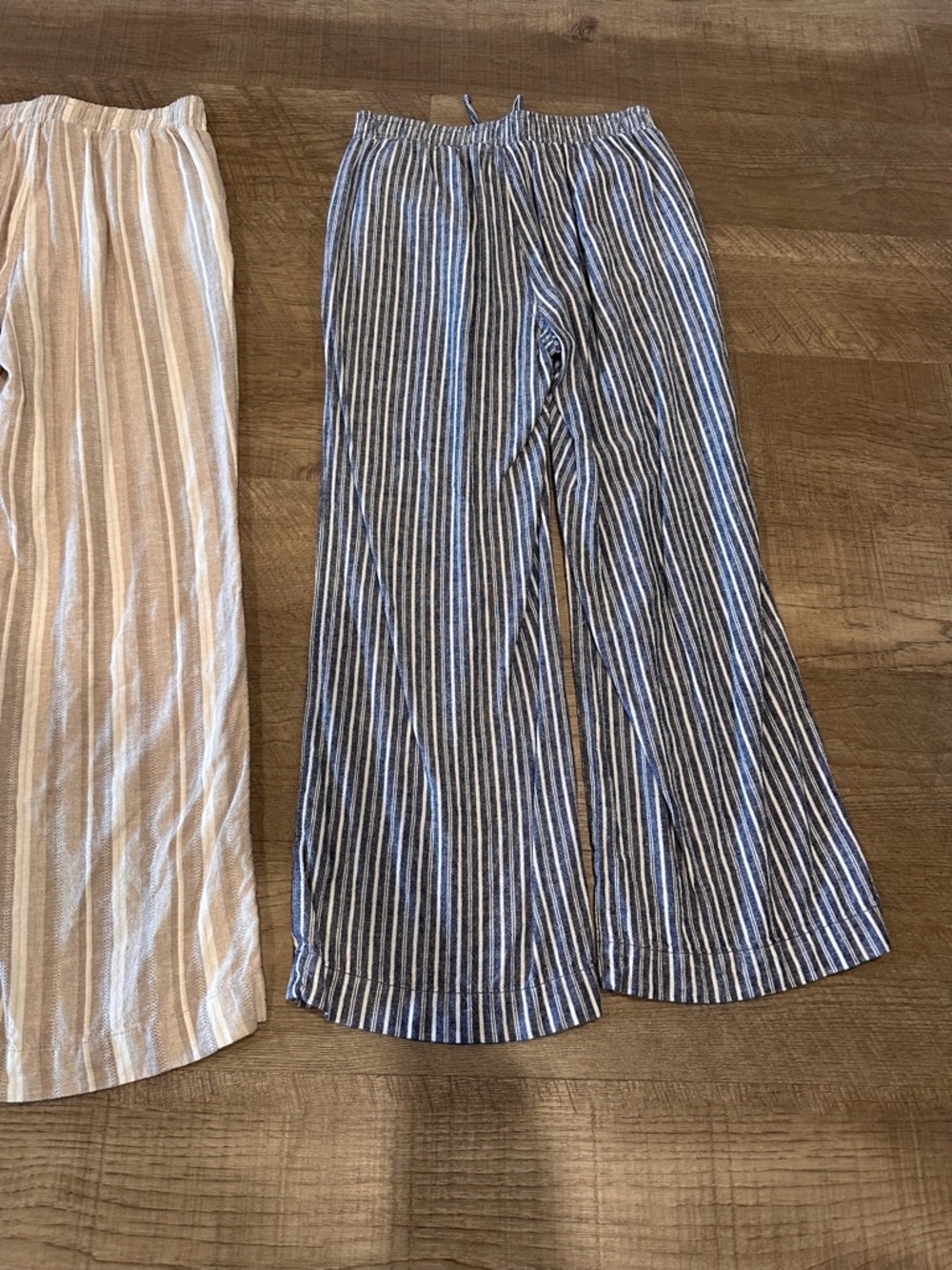 3-Briggs Women's Wide Leg Lightweight Linen Blend 2 Pockets Stripe Pants Size M. - Picture 8 of 15